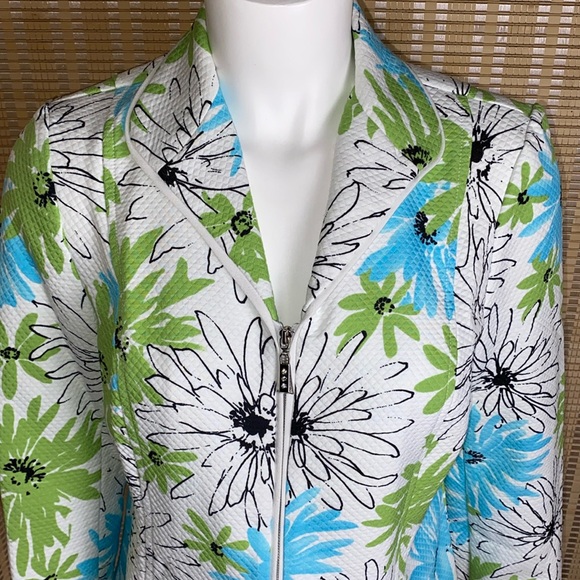 🔷Requirements Spring Floral Long Sleeve Lightweight Zip Up Jacket Size 10P - Picture 2 of 6